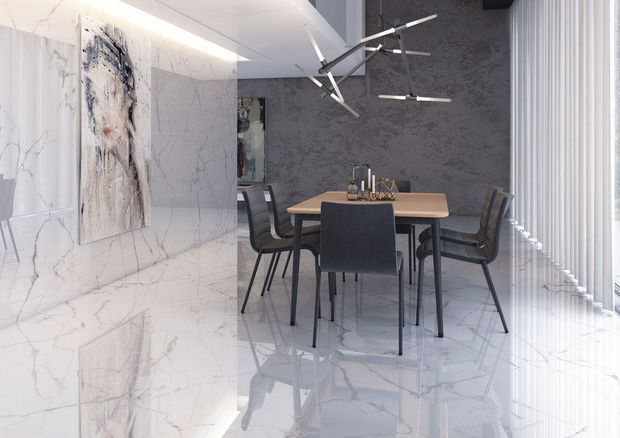 Bianco Carrara 60x120 lattiassa ja seinässä